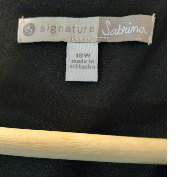 Signature Sabrina Formal Career Pencil Polka Dot Sleeveless Black Blue 16W Dress - Picture 11 of 11